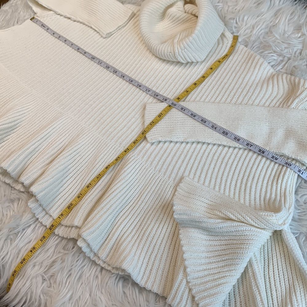 FREE PEOPLE layer cake oversized turtleneck/cowl ruffled peplum style sweater - Picture 8 of 8
